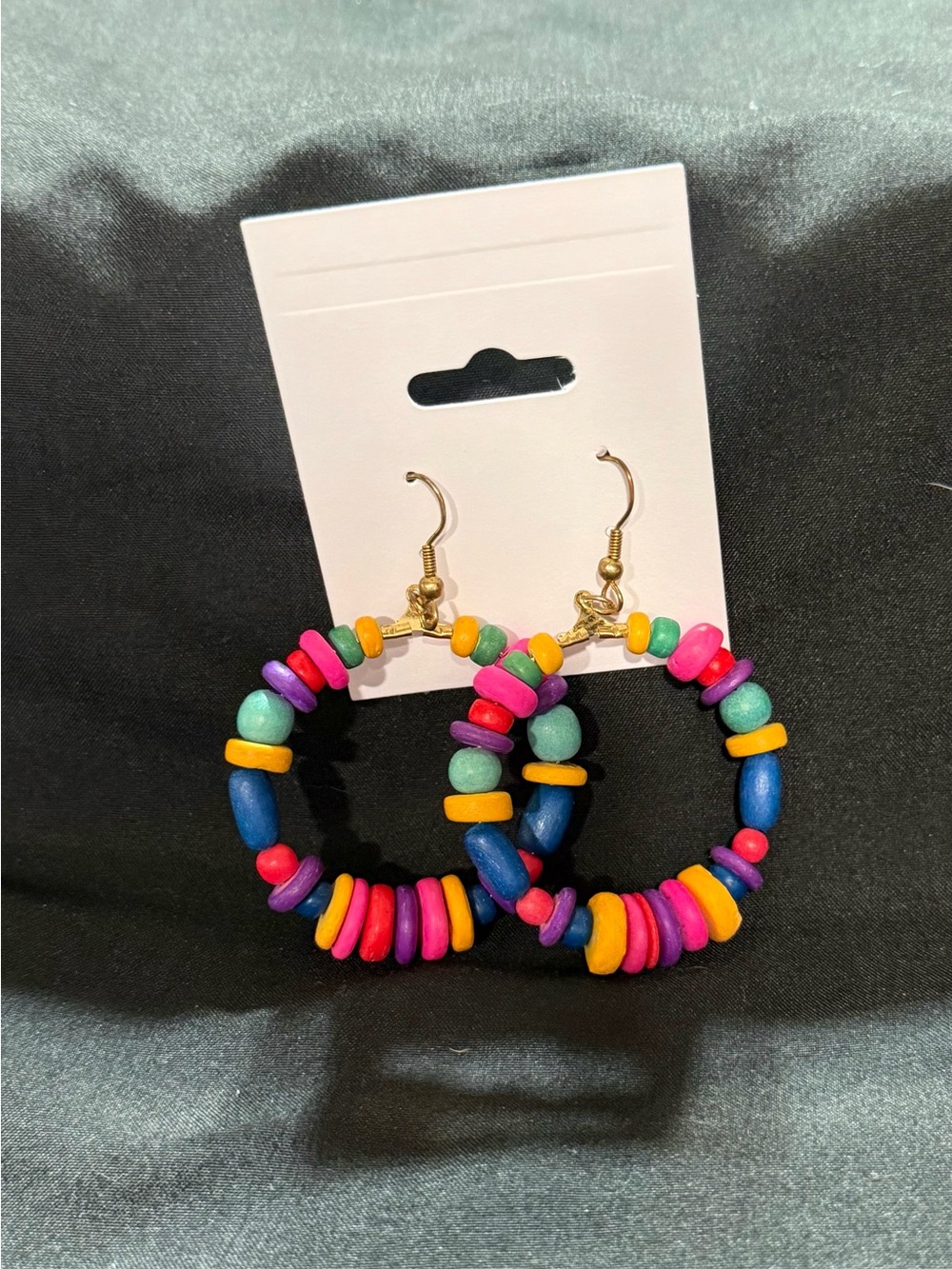 Colorful Beaded Hoop Earrings - Multicolor